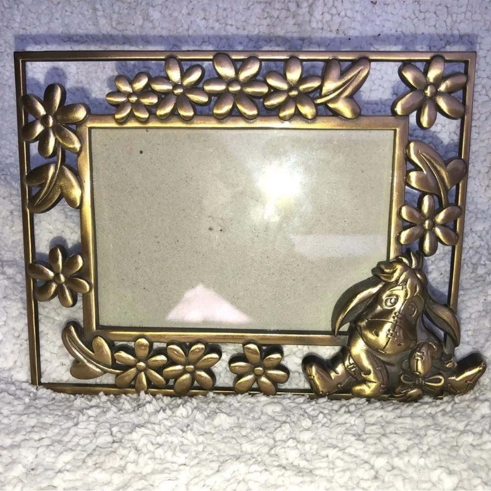 Winnie the Pooh Eeyore gold metal brass picture frame Walt Disney collectible